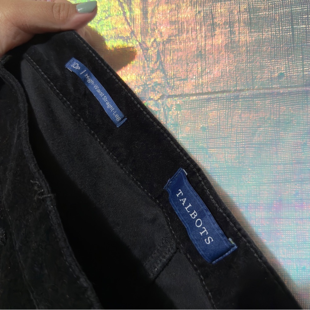 Talbots Velvet High-waist Straight Leg Pant Black Women Size 10P - Picture 8 of 9